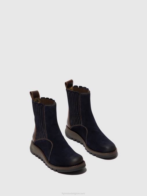 marine/dk. bruin Fly London vrouwen enkellaarzen met ritssluiting suzy899 V2B041