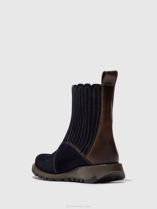 marine/dk. bruin Fly London vrouwen enkellaarzen met ritssluiting suzy899 V2B041