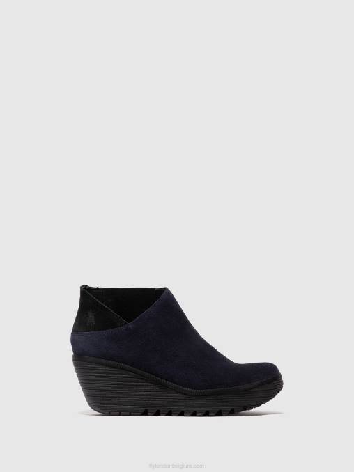 marine/zwart Fly London vrouwen enkellaarzen met ritssluiting yego400 V2B027