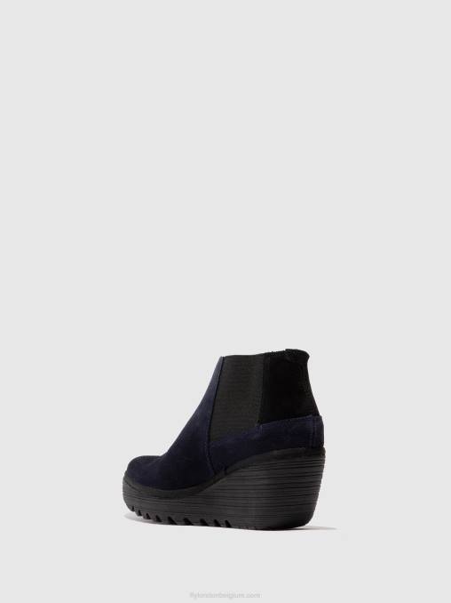 marine/zwart Fly London vrouwen enkellaarzen met ritssluiting yego400 V2B027