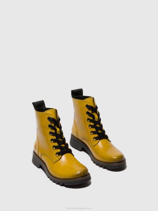 mosterd Fly London vrouwen enkellaarzen met veters ragi539 V2B096