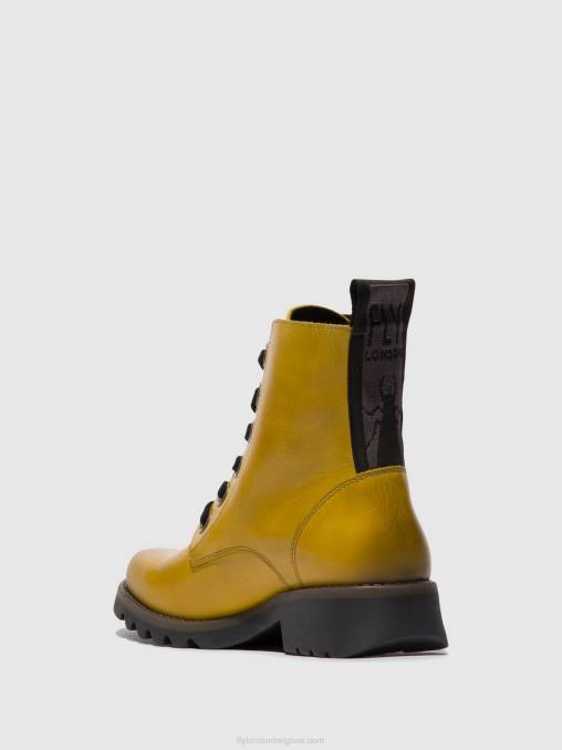 mosterd Fly London vrouwen enkellaarzen met veters ragi539 V2B096