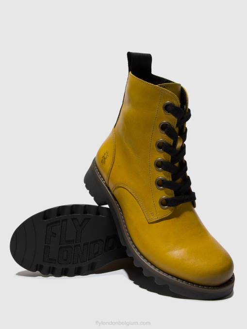 mosterd Fly London vrouwen enkellaarzen met veters ragi539 V2B096