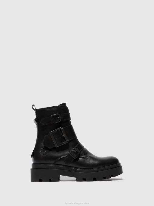 nappa zwart Fly London vrouwen enkellaarzen met gesp jeda817 V2B0241