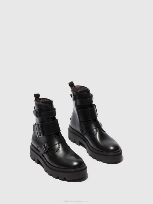 nappa zwart Fly London vrouwen enkellaarzen met gesp jeda817 V2B0241