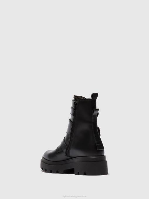 nappa zwart Fly London vrouwen enkellaarzen met gesp jeda817 V2B0241