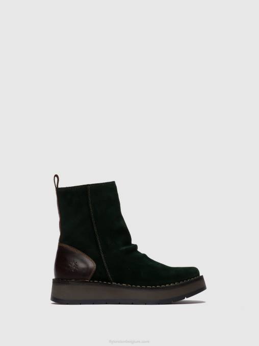 oliesuede/vloerkleed green forest/donkerbruin Fly London vrouwen enkellaarzen met ritssluiting reno053 V2B0248