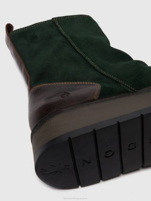 oliesuede/vloerkleed green forest/donkerbruin Fly London vrouwen enkellaarzen met ritssluiting reno053 V2B0248