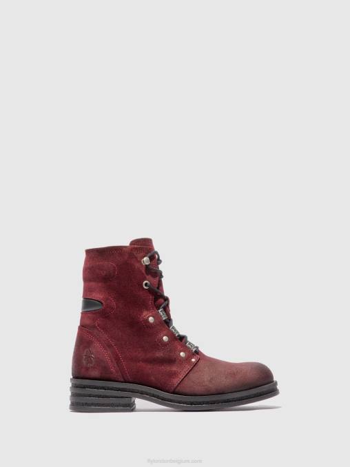 oliesuede wijn Fly London vrouwen enkellaarzen met veters knot792 V2B0203