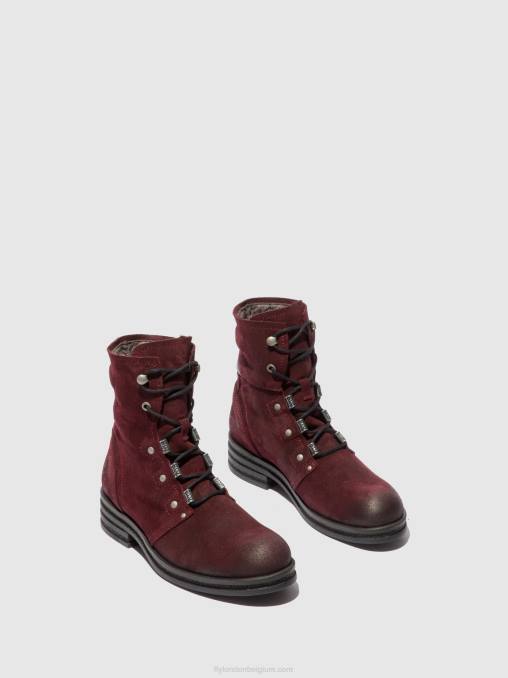 oliesuede wijn Fly London vrouwen enkellaarzen met veters knot792 V2B0203