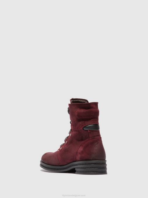 oliesuede wijn Fly London vrouwen enkellaarzen met veters knot792 V2B0203