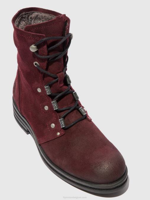 oliesuede wijn Fly London vrouwen enkellaarzen met veters knot792 V2B0203