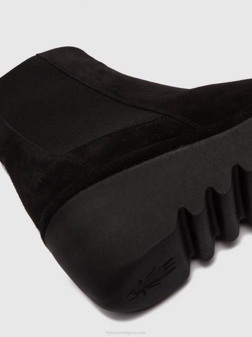oliesuede zwart Fly London vrouwen chelsea enkellaarzen bagu233 V2B0261