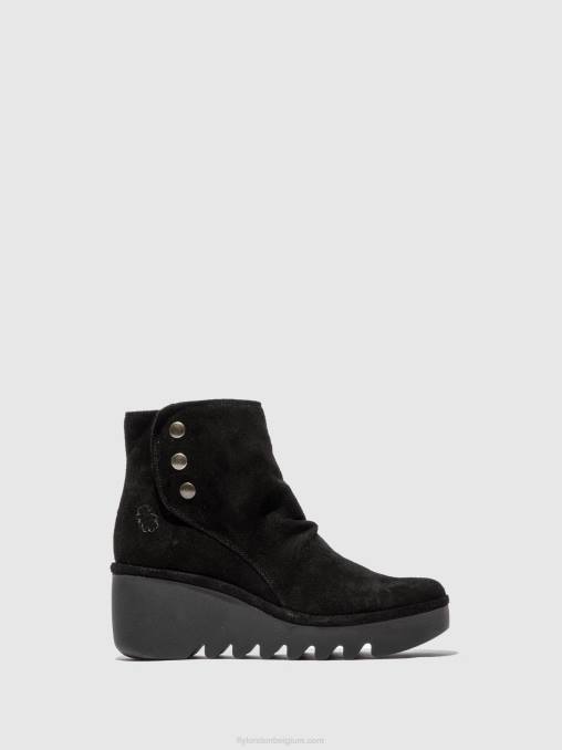 oliesuede zwart Fly London vrouwen enkellaarzen met rits brom344 V2B0182