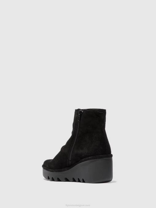 oliesuede zwart Fly London vrouwen enkellaarzen met rits brom344 V2B0182