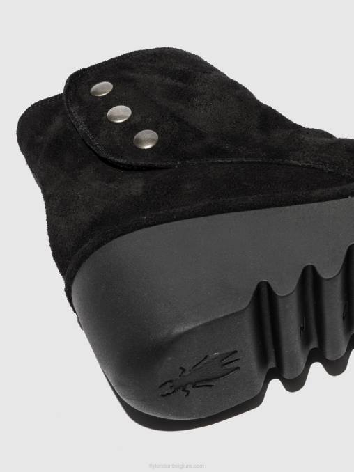 oliesuede zwart Fly London vrouwen enkellaarzen met rits brom344 V2B0182