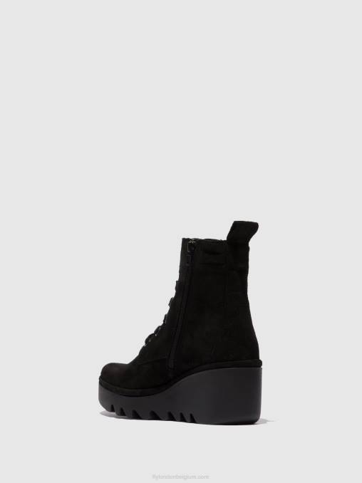 oliesuede zwart Fly London vrouwen enkellaarzen met veters biaz329 V2B0211