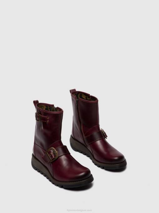 paars Fly London vrouwen enkellaarzen met gesp sino525 V2B0262