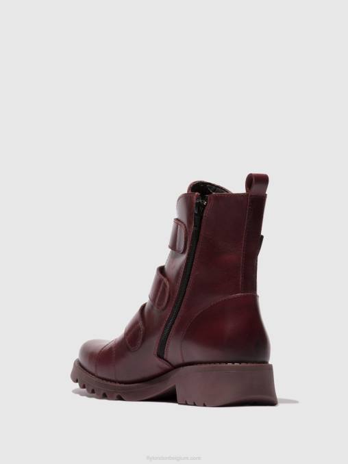 paars (paarse zool) Fly London vrouwen enkellaarzen met klittenband rach790 V2B077