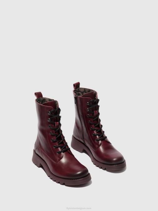paars (paarse zool) Fly London vrouwen enkellaarzen met veters reid893 V2B093