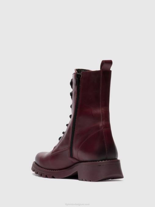 paars (paarse zool) Fly London vrouwen enkellaarzen met veters reid893 V2B093