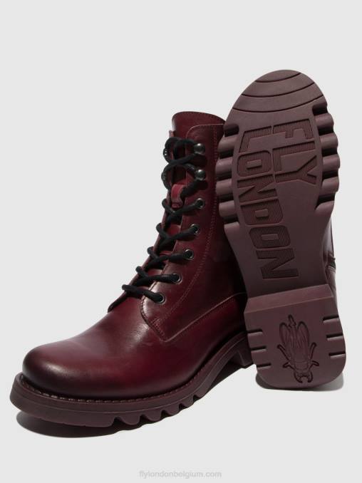 paars (paarse zool) Fly London vrouwen enkellaarzen met veters reid893 V2B093