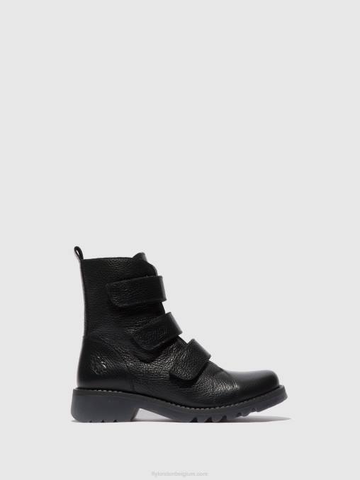 rio zwart Fly London vrouwen enkellaarzen met klittenband rach790 V2B0189