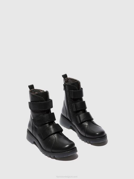 rio zwart Fly London vrouwen enkellaarzen met klittenband rach790 V2B0189