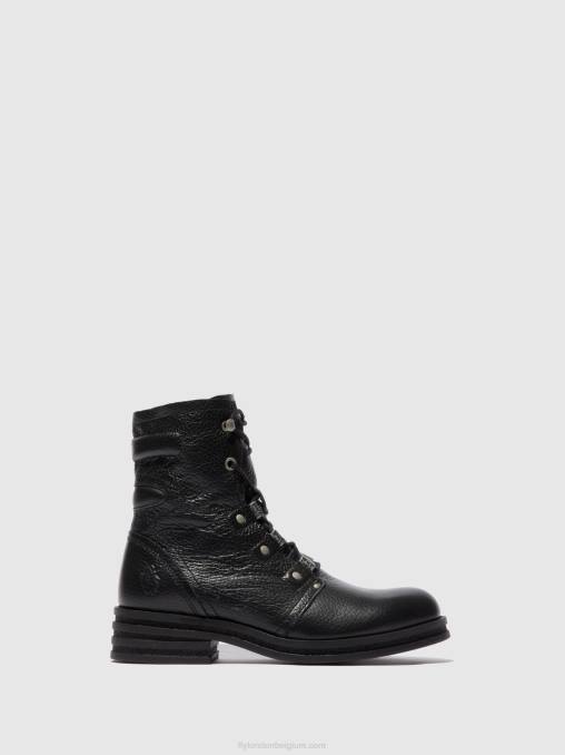 rio zwart Fly London vrouwen enkellaarzen met veters knot792 V2B0198