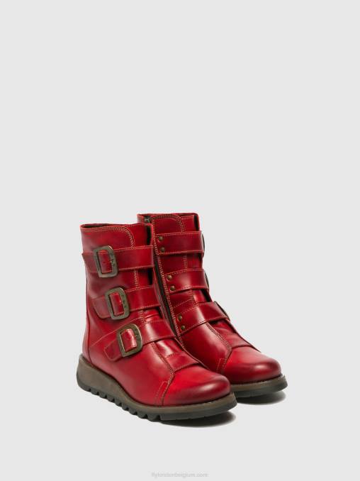 rood Fly London vrouwen enkellaarzen met gesp scop110 V2B0265