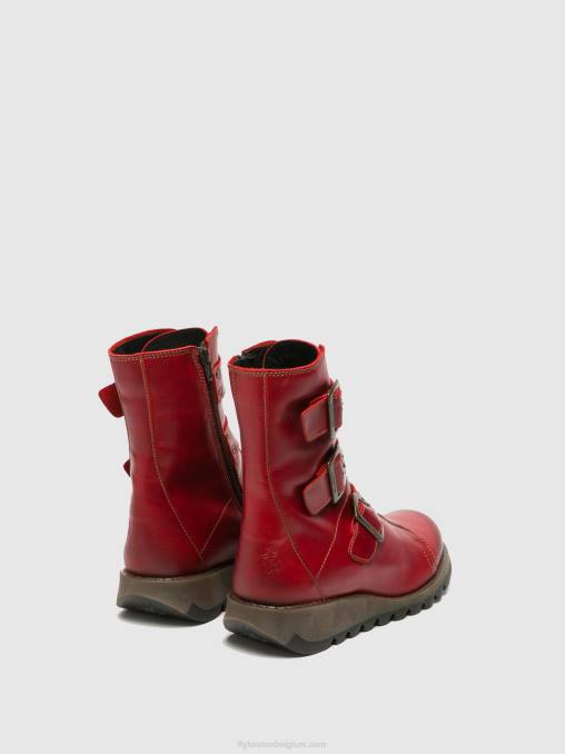 rood Fly London vrouwen enkellaarzen met gesp scop110 V2B0265