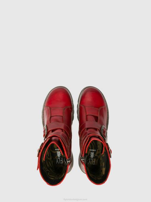 rood Fly London vrouwen enkellaarzen met gesp scop110 V2B0265