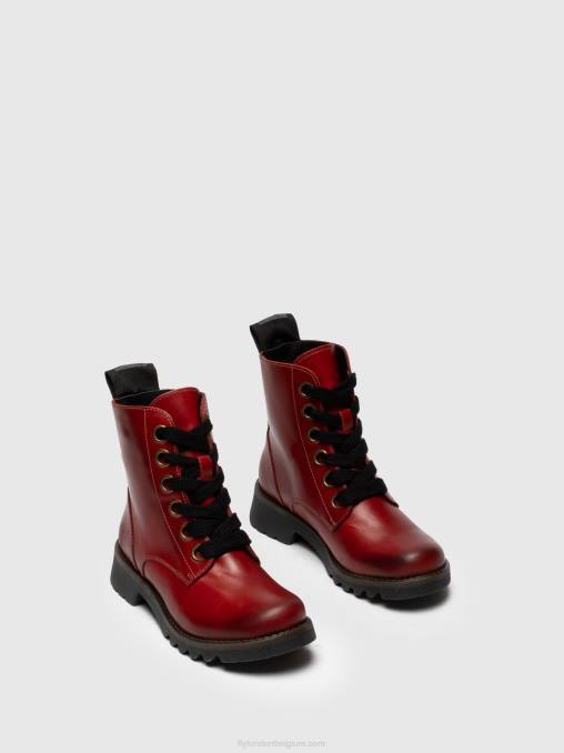 rood Fly London vrouwen enkellaarzen met veters ragi539 V2B0284