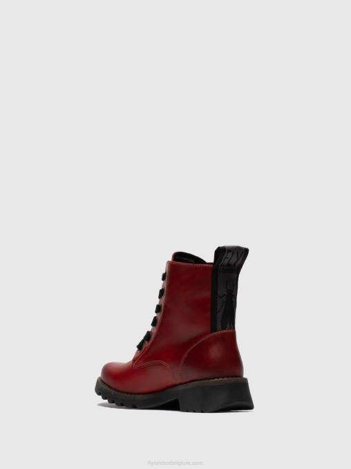 rood Fly London vrouwen enkellaarzen met veters ragi539 V2B0284