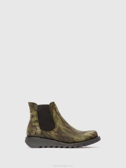salv camouflage militair groen Fly London vrouwen chelsea enkellaarzen V2B0218
