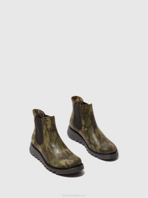salv camouflage militair groen Fly London vrouwen chelsea enkellaarzen V2B0218