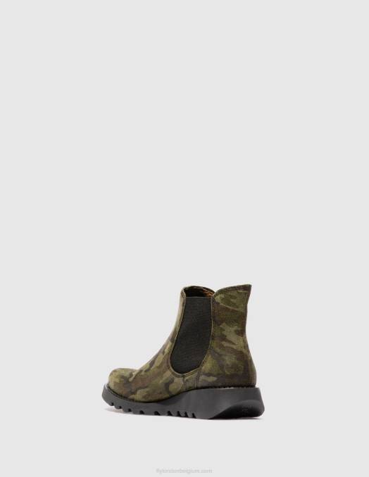 salv camouflage militair groen Fly London vrouwen chelsea enkellaarzen V2B0218