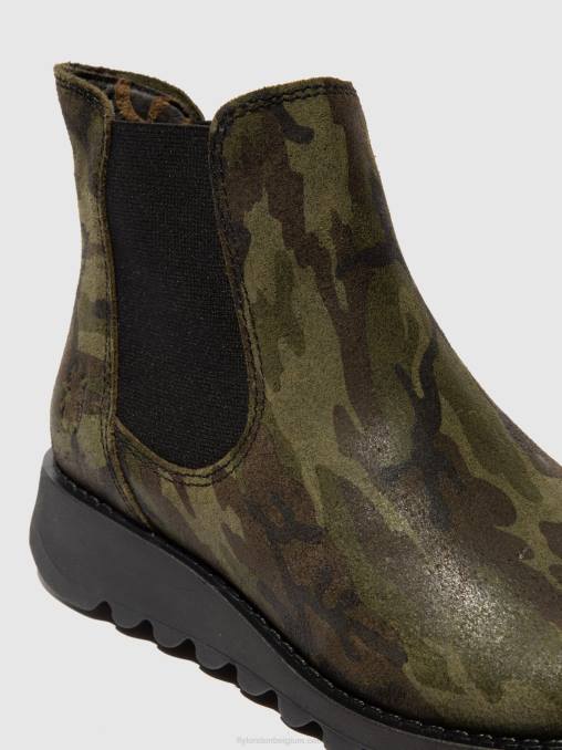 salv camouflage militair groen Fly London vrouwen chelsea enkellaarzen V2B0218