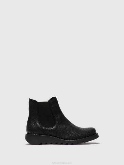 salv croco zwart Fly London vrouwen chelsea enkellaarzen V2B014