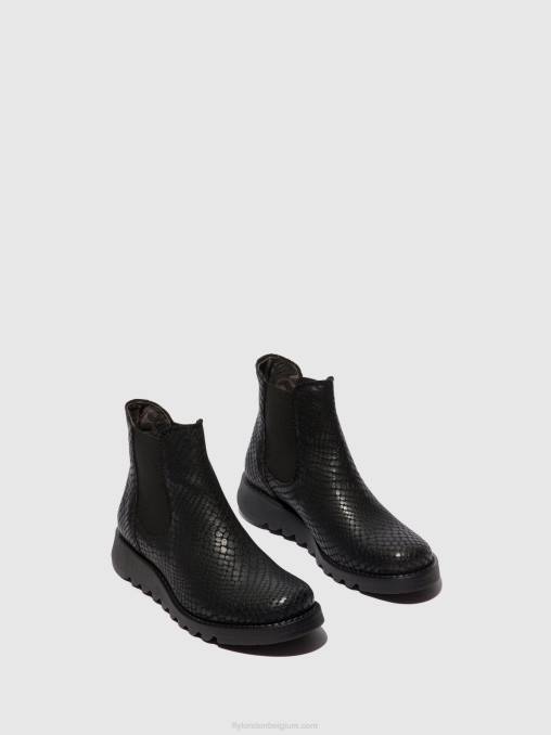 salv croco zwart Fly London vrouwen chelsea enkellaarzen V2B014