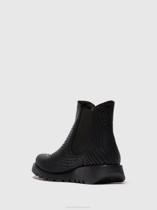 salv croco zwart Fly London vrouwen chelsea enkellaarzen V2B014