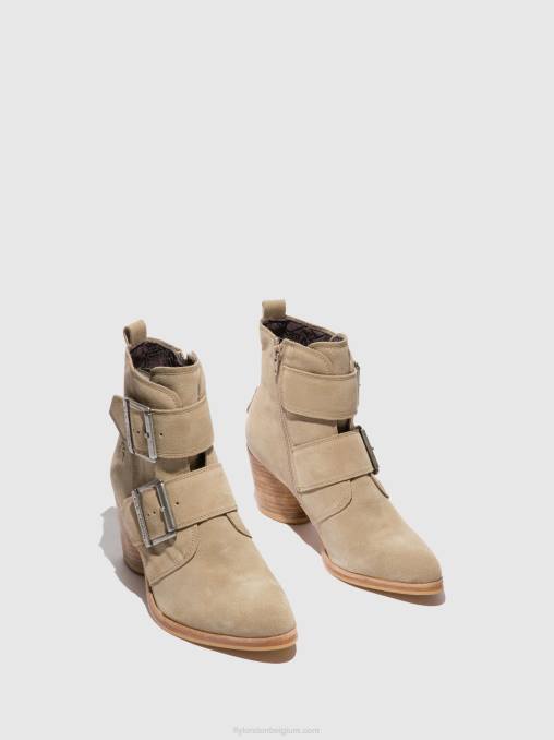 suède creme Fly London vrouwen enkellaarzen met gesp aria827 V2B0240