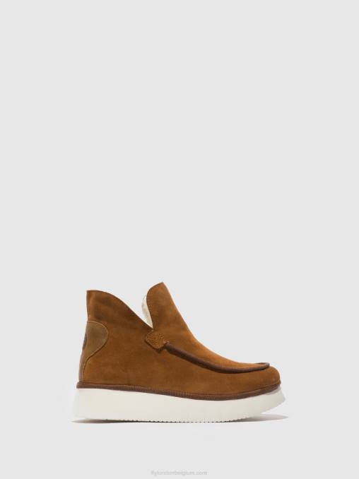 suède/vloerkleed cognac Fly London vrouwen enkellaarzen met ronde neus coze348 V2B0173