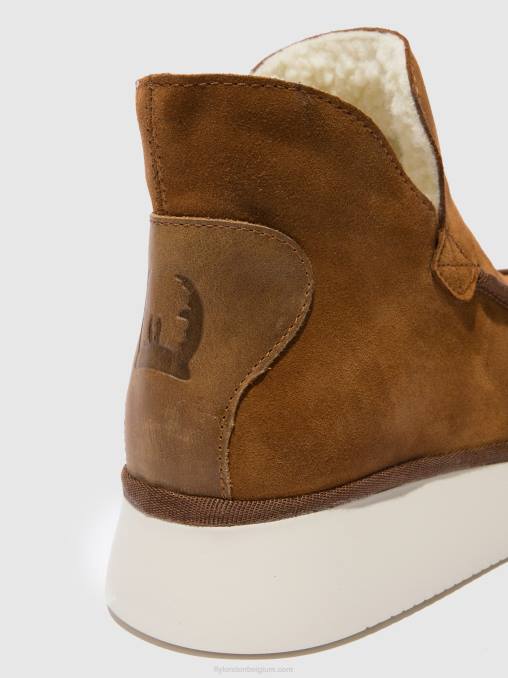 suède/vloerkleed cognac Fly London vrouwen enkellaarzen met ronde neus coze348 V2B0173