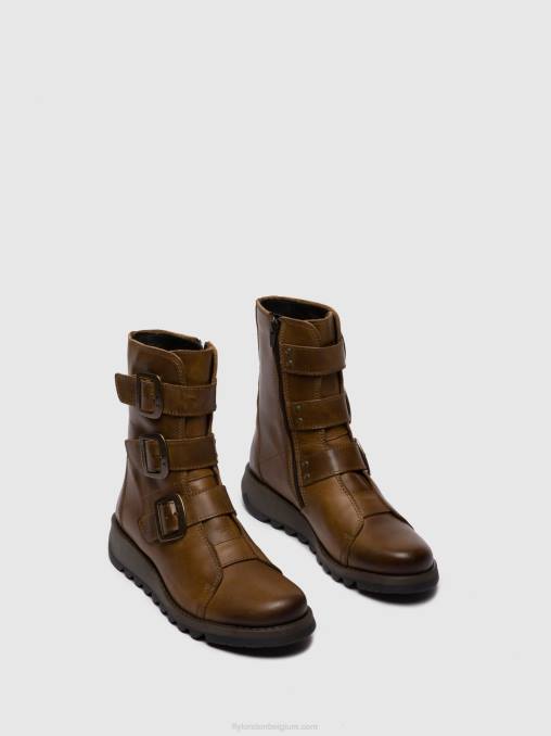 tapijt kameel Fly London vrouwen enkellaarzen met gesp scop110 V2B0246