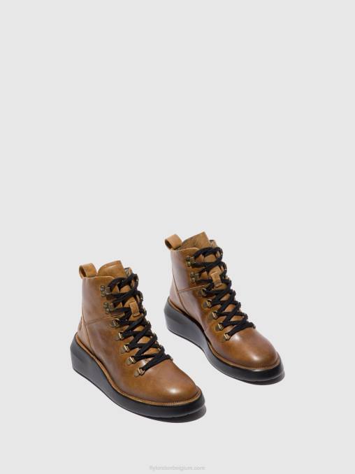 tapijt kameel Fly London vrouwen enkellaarzen met veters bika501 V2B0206