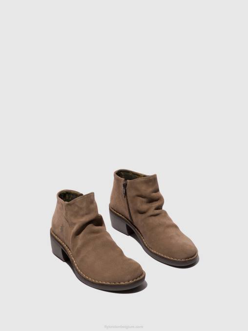 taupe Fly London vrouwen enkellaarzen met rits merk093 V2B053
