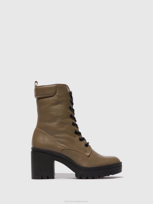 taupe Fly London vrouwen enkellaarzen met veters tiel642 V2B086
