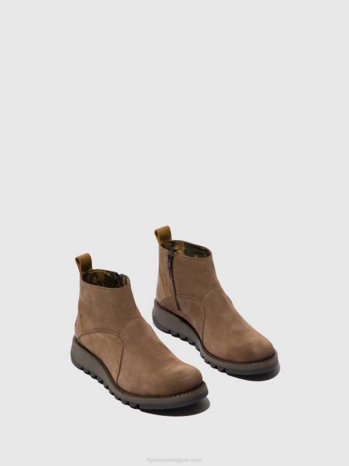 taupe/kameel Fly London vrouwen enkellaarzen met ritssluiting sely918 V2B037