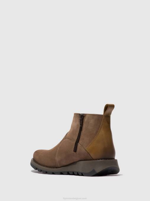 taupe/kameel Fly London vrouwen enkellaarzen met ritssluiting sely918 V2B037